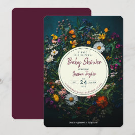 Convite Coroa Boho de Flores Silvestres para Chá de Bebê