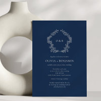 Coroa Botânica Azul Marinho Casamento Clássico
