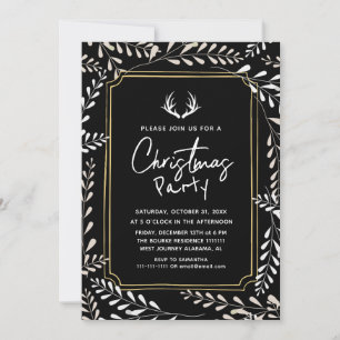 Convite Coroa Botânica Chic Elegante Veado Natal