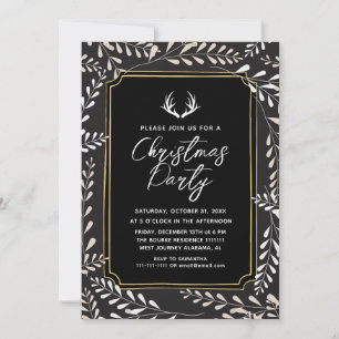 Convite Coroa Botânica Chic Elegante Veado Natal