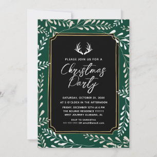 Convite Coroa Botânica Chic Elegante Veado Natal