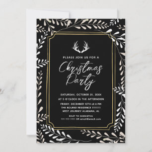 Convite Coroa Botânica Chic Elegante Veado Natal