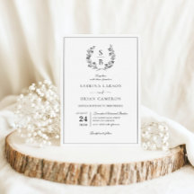 Coroa Botânica de Monograma Elegante Casamento