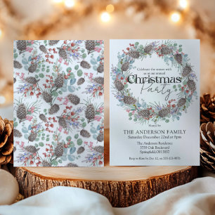 Convite Coroa Botânica de Natal em Aquarela para Festa