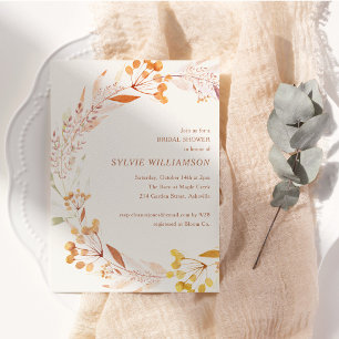 Convite Coroa Botânica de Outono Casamento Boho Ferrugem D