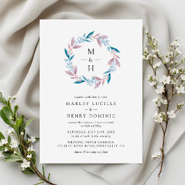 Convite Coroa Botânica Monograma Casamento Jardim de Prima