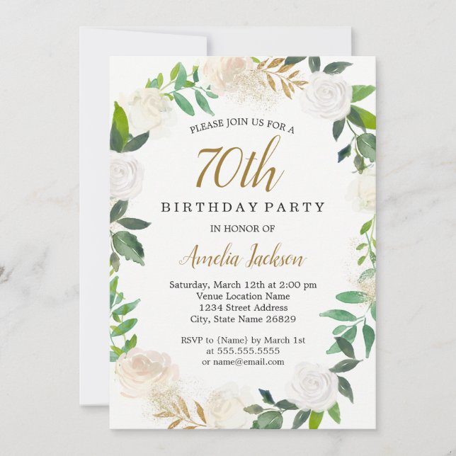 Convite Coroa de Aquarela em Tom de Dourado Rosado para An (Frente)