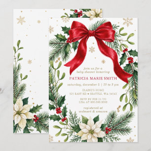 Convite Coroa de Arco Vermelho Inverno Natal Baby Shower