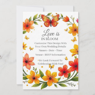 Convite Coroa de Borboletas Florais Casamento Texto Person