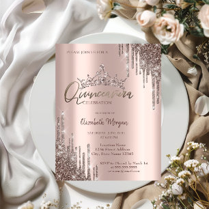 Convite Coroa de Brilho Chic e Legal para Quinceañera Pend
