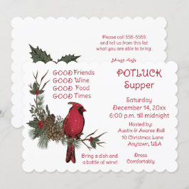 Convite Coroa de Cardeal Vermelho Ceia de Natal Comida Cas