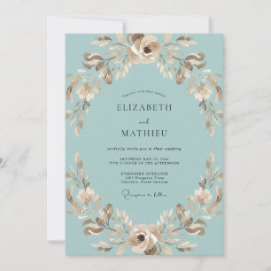 Convite Coroa de Casamento Água Taupe