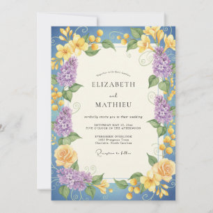Convite Coroa de Casamento Amarela Flor-de-Milho Clássica
