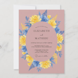 Convite Coroa de Casamento Amarelo Centáurea Malva