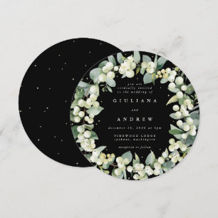 Convite Coroa de Casamento de Bolota-Preta Redonda + Eucal