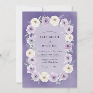 Convite Coroa de Casamento de Flores de Lilás