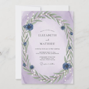 Convite Coroa de Casamento de Sálvia Violeta