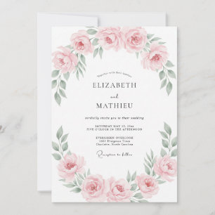 Convite Coroa de casamento em rosa suave empoeirado
