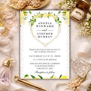 Convite Coroa de Casamento Floral de Limões