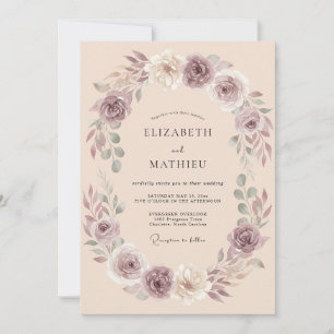 Convite Coroa de Casamento Floral Malva