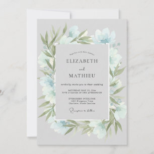 Convite Coroa de Casamento Gelo Azul