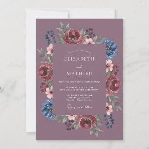 Convite Coroa de Casamento Índigo Malva