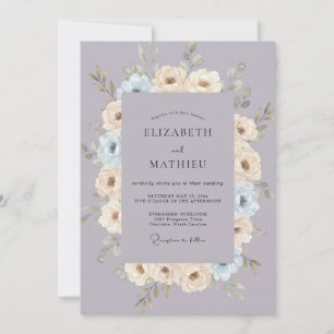 Convite Coroa de Casamento Lavanda Dourada Champanhe