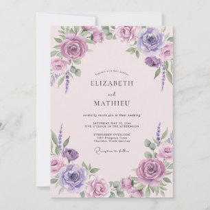 Convite Coroa de Casamento Lilás Lavanda