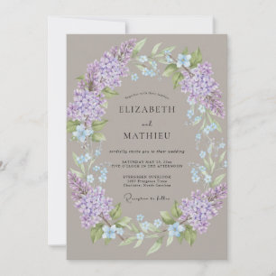 Convite Coroa de Casamento Lilás Toupeira