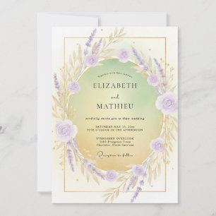 Convite Coroa de Casamento Lilás Violeta