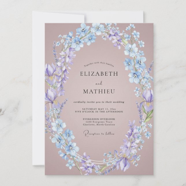 Convite Coroa de Casamento Malva Flor de Milho (Frente)