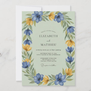 Convite Coroa de Casamento Ochre Centáurea