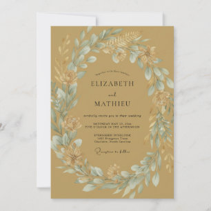 Convite Coroa de Casamento Ochre Periwinkle