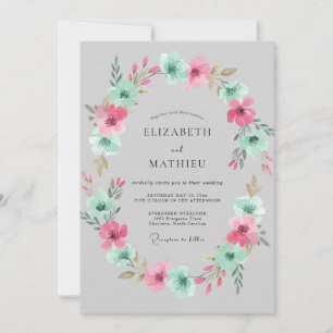 Convite Coroa de Casamento Rosa Água