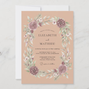 Convite Coroa de Casamento Rosa Empoeirada
