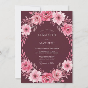 Convite Coroa de Casamento Roxo-Mirtilo