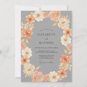 Convite Coroa de casamento Slate Dusty Peach