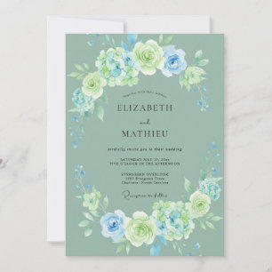 Convite Coroa de Casamento Taupe Seafoam