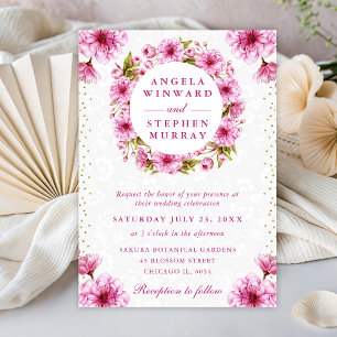 Convite Coroa de Cerejeiras em Aquarela Casamento
