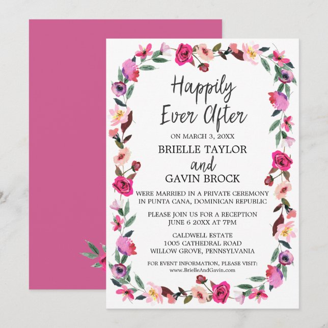 Convite Coroa de Conto de Fadas Romântico Casamento Fuga R (Frente/Verso)