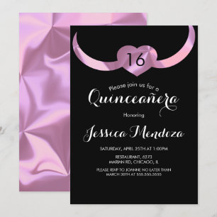 Convite Coroa de Coração Quinceañera Sweet 16 Folha de Ros