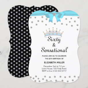 Convite Coroa de Diamante Brilhante Chic Sessenta e Sensac