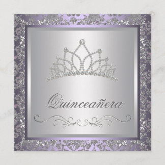 Convite Coroa de Diamante Quinceanera Roxa
