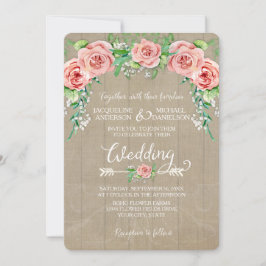Convite Coroa de Flores BOHO Bebê Respira Celeiro Tábuas d