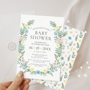 Convite Coroa de flores da primavera Watercor boho chá de