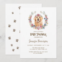 Coroa de Flores de Golden Retriever Chá de Bebê de
