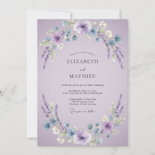 Convite Coroa de Flores de Lavanda para Casamento