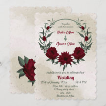Coroa de flores e folhagens de casamento em burgun