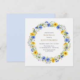 Convite Coroa de Flores Silvestres Azul Amarelo Lavanda