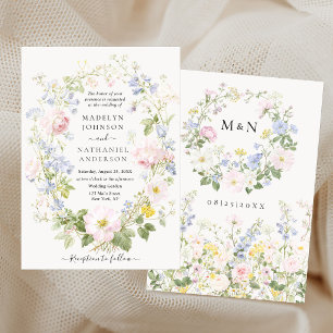 Convite Coroa de Flores Silvestres de Jardim Casamento For